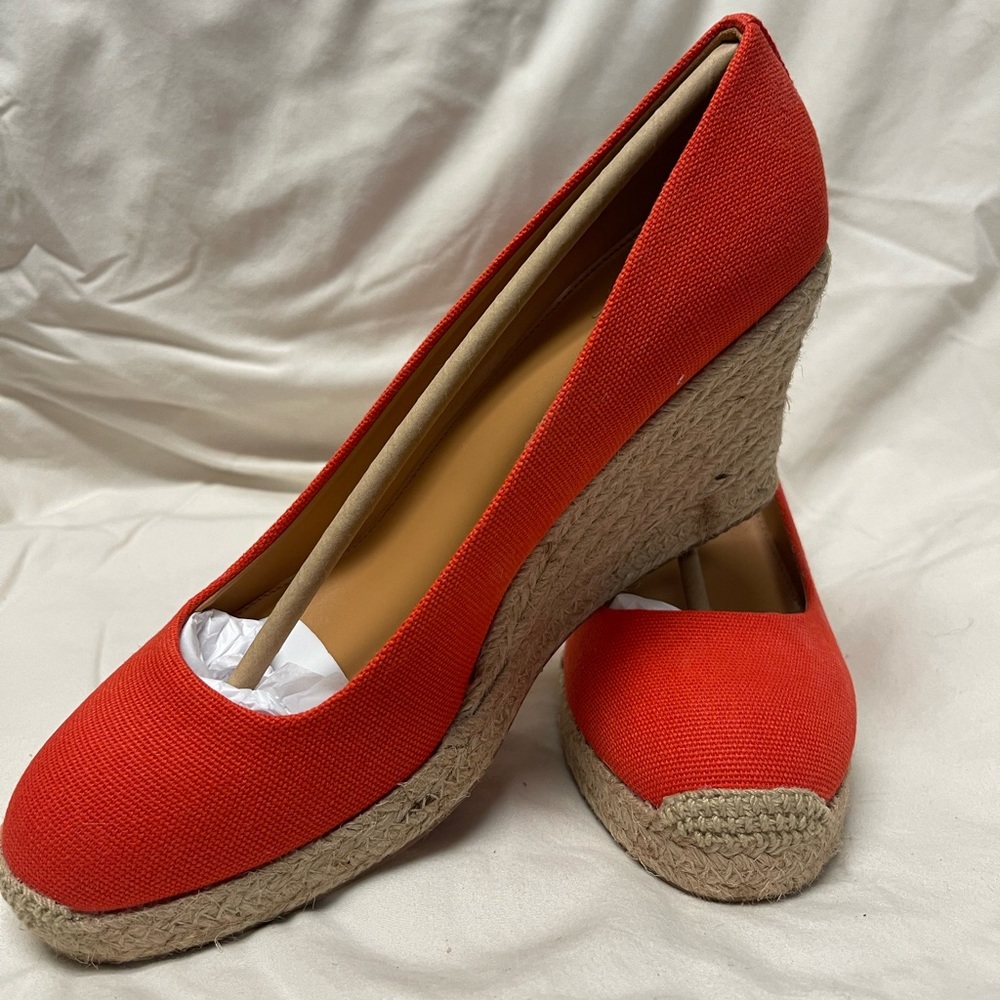 J. Crew Canvas Espadrille Wedge Pumps - Picture 1 of 3